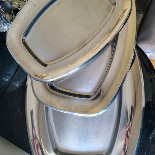 Serving platters set of three stainless steel like new