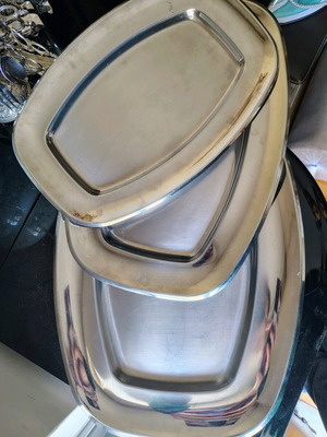 Serving platters set of three stainless steel like new