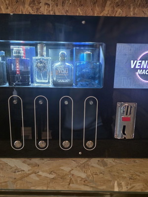 Automatic perfume vending machine with touchscreen and coin acceptor