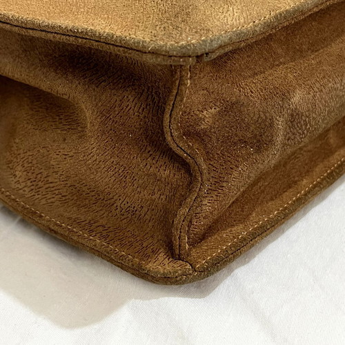 Longchamp Paris Vintage Suede Shoulder Bag used, camel brown leather
