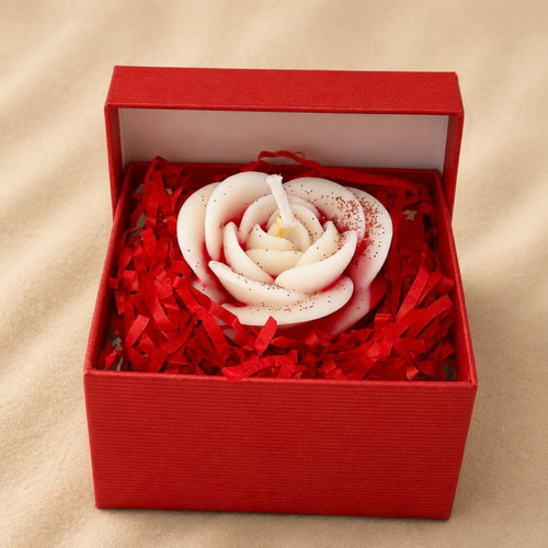 Decorative box with scented rose candle like new