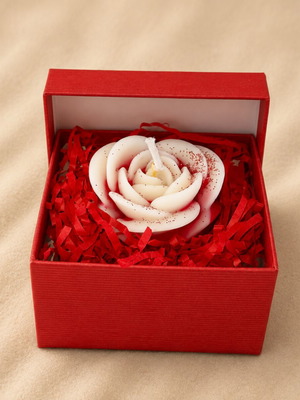 Decorative box with scented rose candle like new