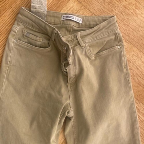 Zara skinny high-waist five-pocket jeans, khaki
