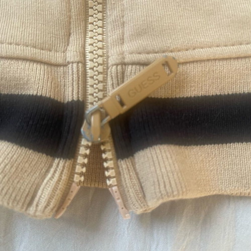 Guess men's zip-up sweatshirt XL used, beige and black