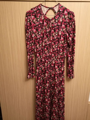 Midi Dress Pink Woman Large floral with open back like new