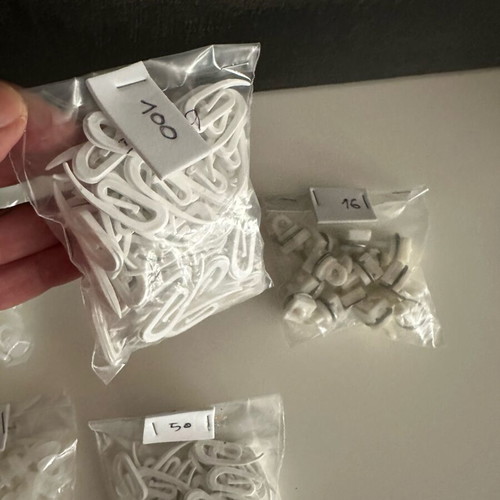 Set of 307 white curtain accessories new, plastic