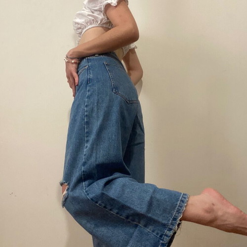 Zip culotte jeans like new, size 40, blue
