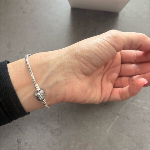 Pandora silver bracelet new with 4 charms and zirconia