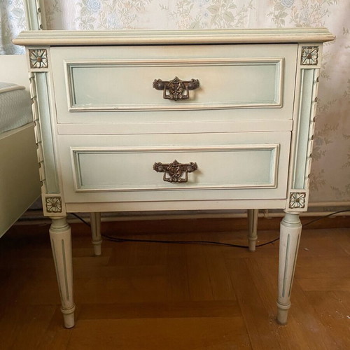 Vintage bedroom set used, double bed, nightstands, dressing table, stool