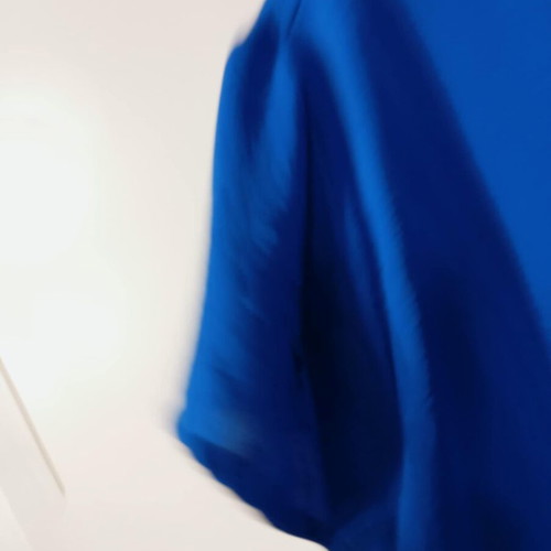 Cardigan-Shirt With Short Sleeve Used, White And Blue