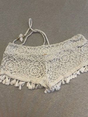 PilyQ White Lace Crochet Beach Shorts used with Tassels