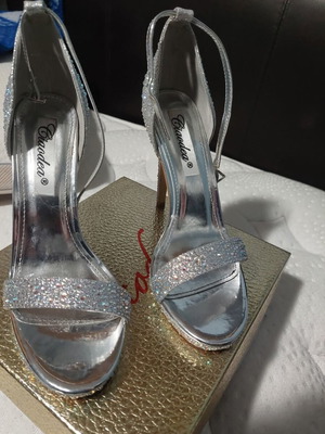 Silver high heel shoes size 38 like new summer