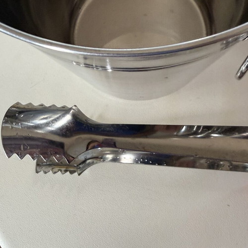 Metal Ice Buckets Set of 3 with Tongs used