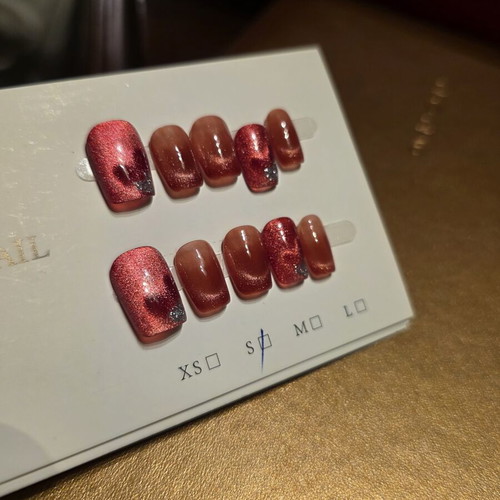 Press on Nails handmade double layered acrylic cat eye