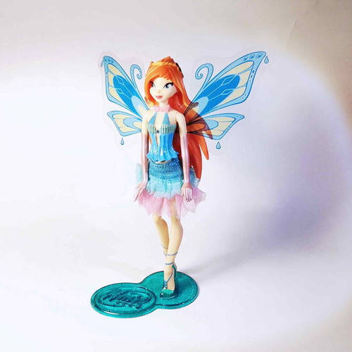 Winx Club Bloom Enchantix plastic figure used, Kinder Maxi base