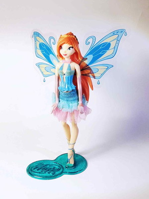Winx Club Bloom Enchantix plastic figure used, Kinder Maxi base
