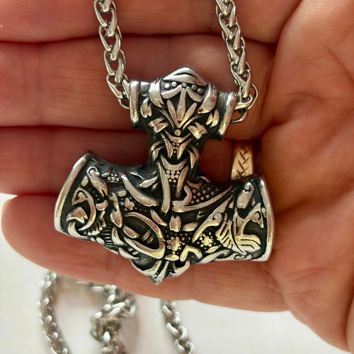Viking War Hammer Pendant 316L Stainless Steel with 60 cm Chain, New