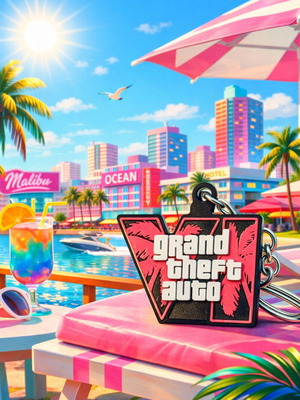 GTA VI Keychain new with 3D design and neon logo