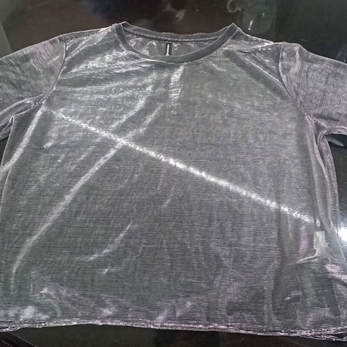 Stradivarius women's blouse silver like new with transparency size L