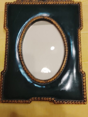Frame used with emerald enamel and gold details 14x19