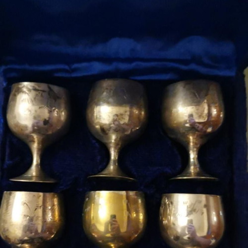 EPNS silver-plated liqueur glasses set of 6 used with box