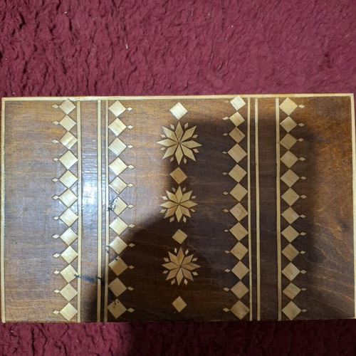Handmade wooden jewelry box used with Ukrainian folk art