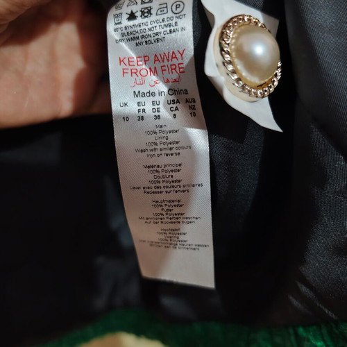 Dorothy Perkins green jacket with gold buttons, size M