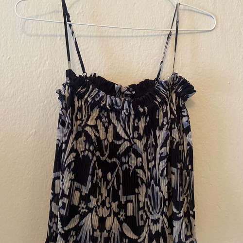 H&M blouse used, blue pleated with straps, XS