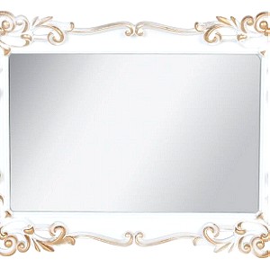 Διακοσμητικό  δίσκος πλαστικός λευκό χρυσό με καθρέπτη 51×24εκ