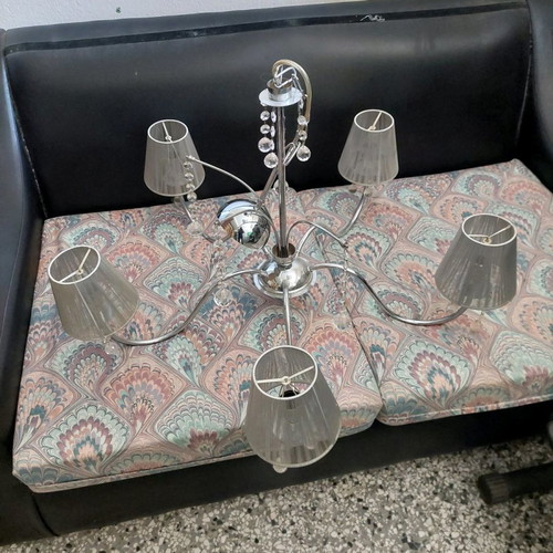 Silver 5-Light Chandelier used with lampshades