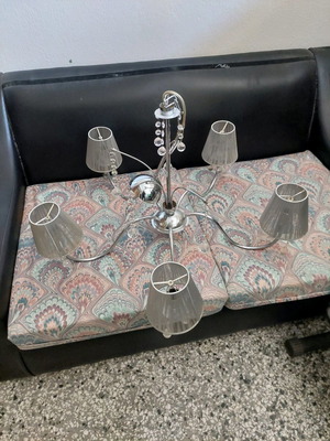 Silver 5-Light Chandelier used with lampshades