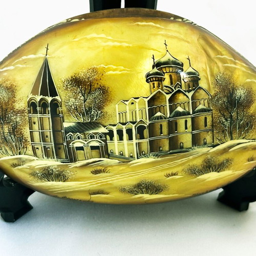 Fedoskino collectible box mother of pearl hand-painted vintage 90s