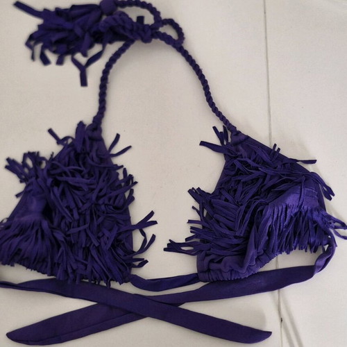 Despi bikini set top and bottom, purple and yellow, size large