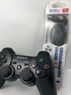 PlayStation 3 (PS3) controller refurbished with 3-meter charging cable