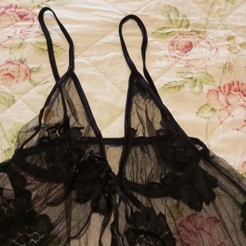 Black Babydoll Milena by Paris new, lace floral pattern