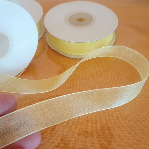 Organza ribbons pack of 3, 2 cm width, new, yellow