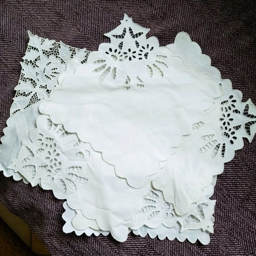 Set of 12 collectible white handmade table linens used