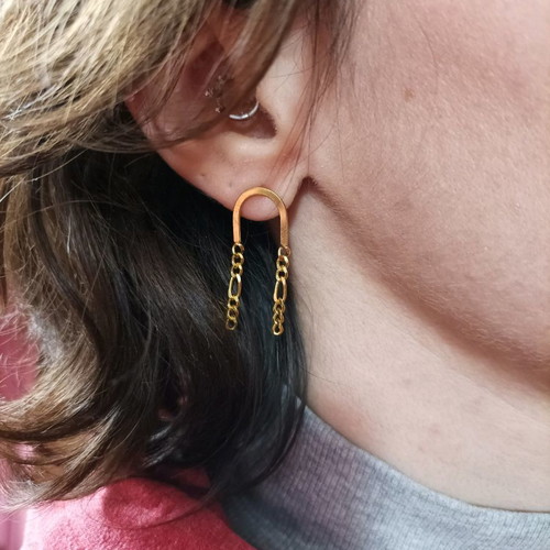 Gold chain earrings used, gold-plated silver S925