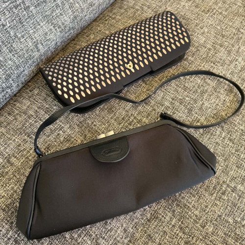 Folli Follie evening clutch 2 in 1 with detachable part, like new, black and silver