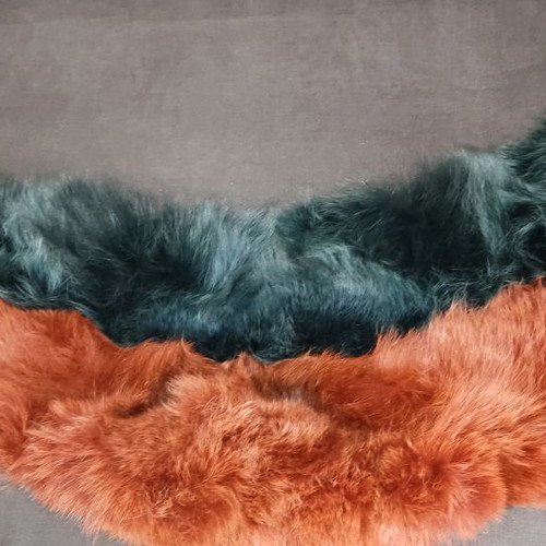 Fur collar scarves used, set of 2, brown and green shades