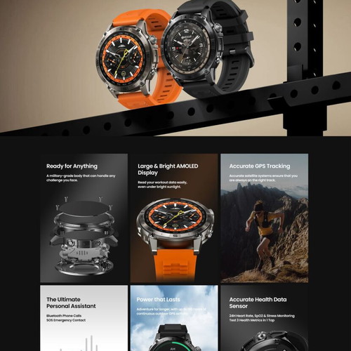 Zeblaze Stratos 2 Plus 1.43 inch AMOLED GPS smartwatch black new