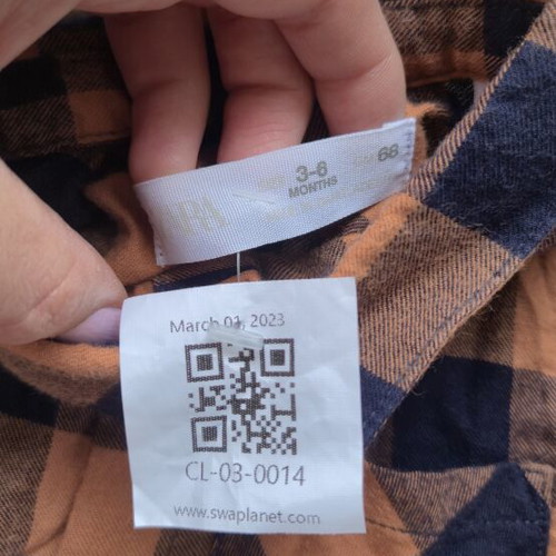 Baby checked shirt orange and blue 3–6 months 68 cm new