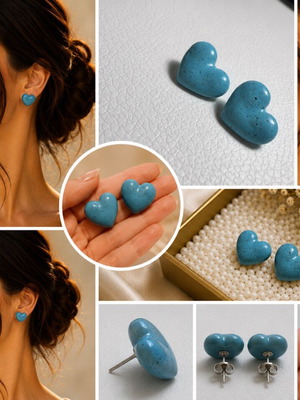 Sky Blue Speckled Earrings handmade with steel fastenings