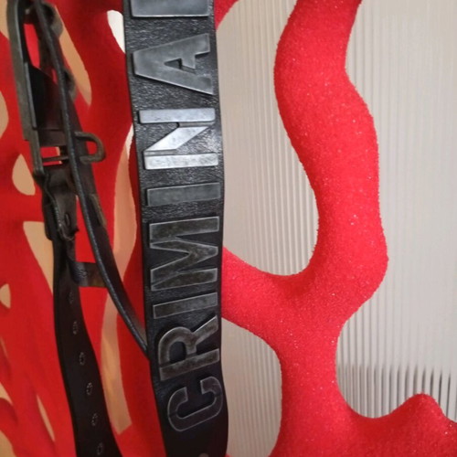 Criminal genuine leather belt like new, size L/XL, black with silver details