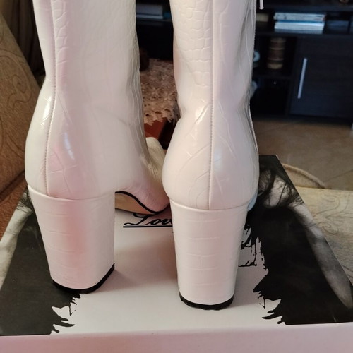 White Crocodile Pattern Ankle Boots like new