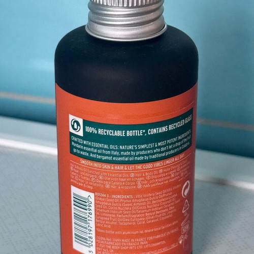 The Body Shop Boost Shine On Hair & Body Oil 100ml with Mandarin and Bergamot new