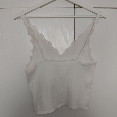 Blouse with straps and lace white medium large Pull & Bear new