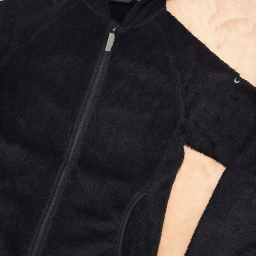 Black Hooded Fleece Thermal Zip-Up Jacket size S like new