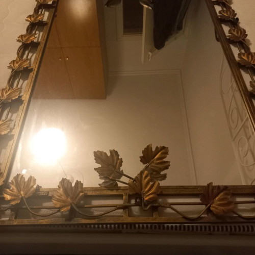 Console with mirror used, gold shade, frosted glass top
