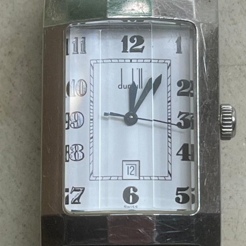 Dunhill Swiss Made QW-712 Rectangular Premium Series watch like new, white dial